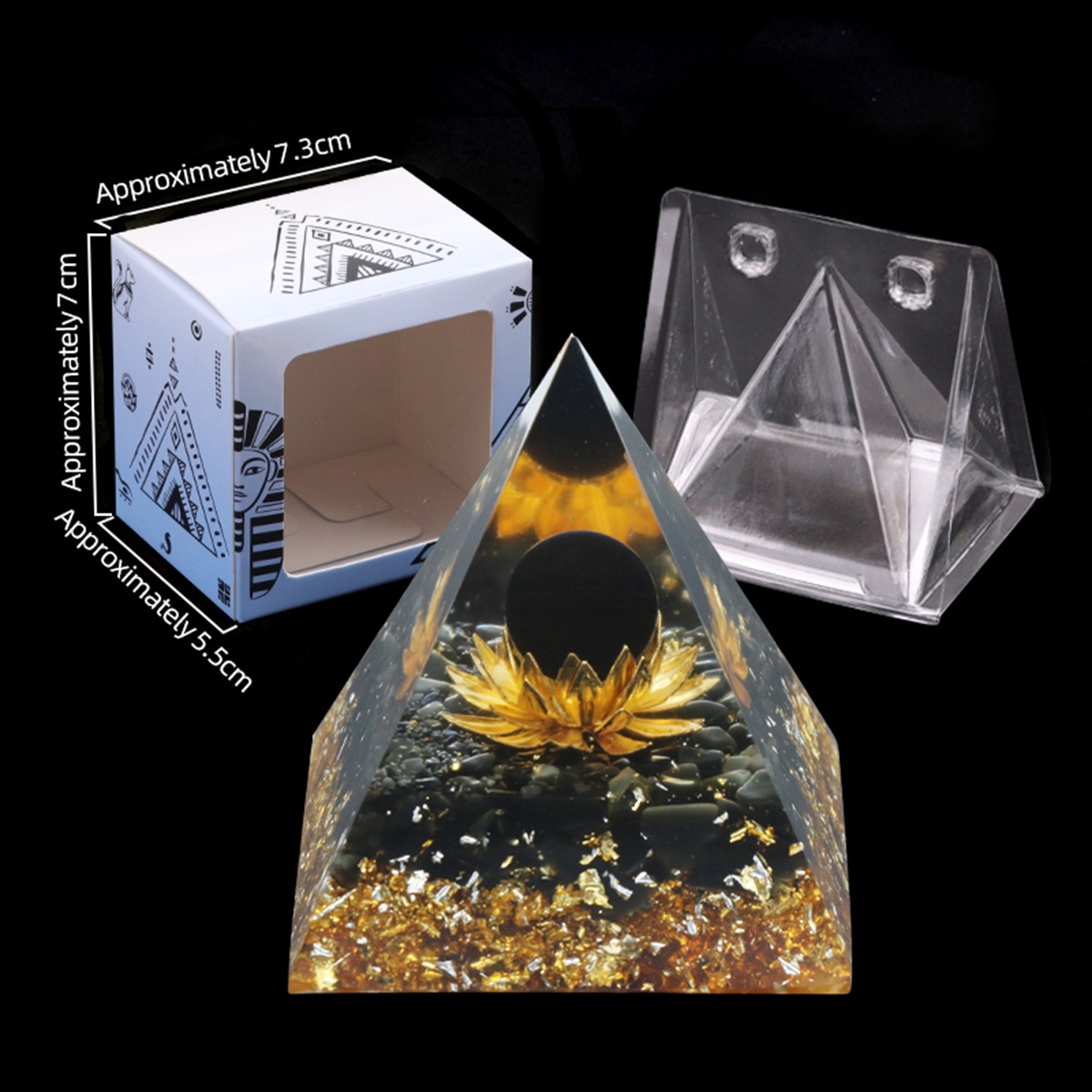 Raw Gemstone Pyramid Ornament for Home Decor with Gift Box Packing 50mm/60mm  #SP1729
