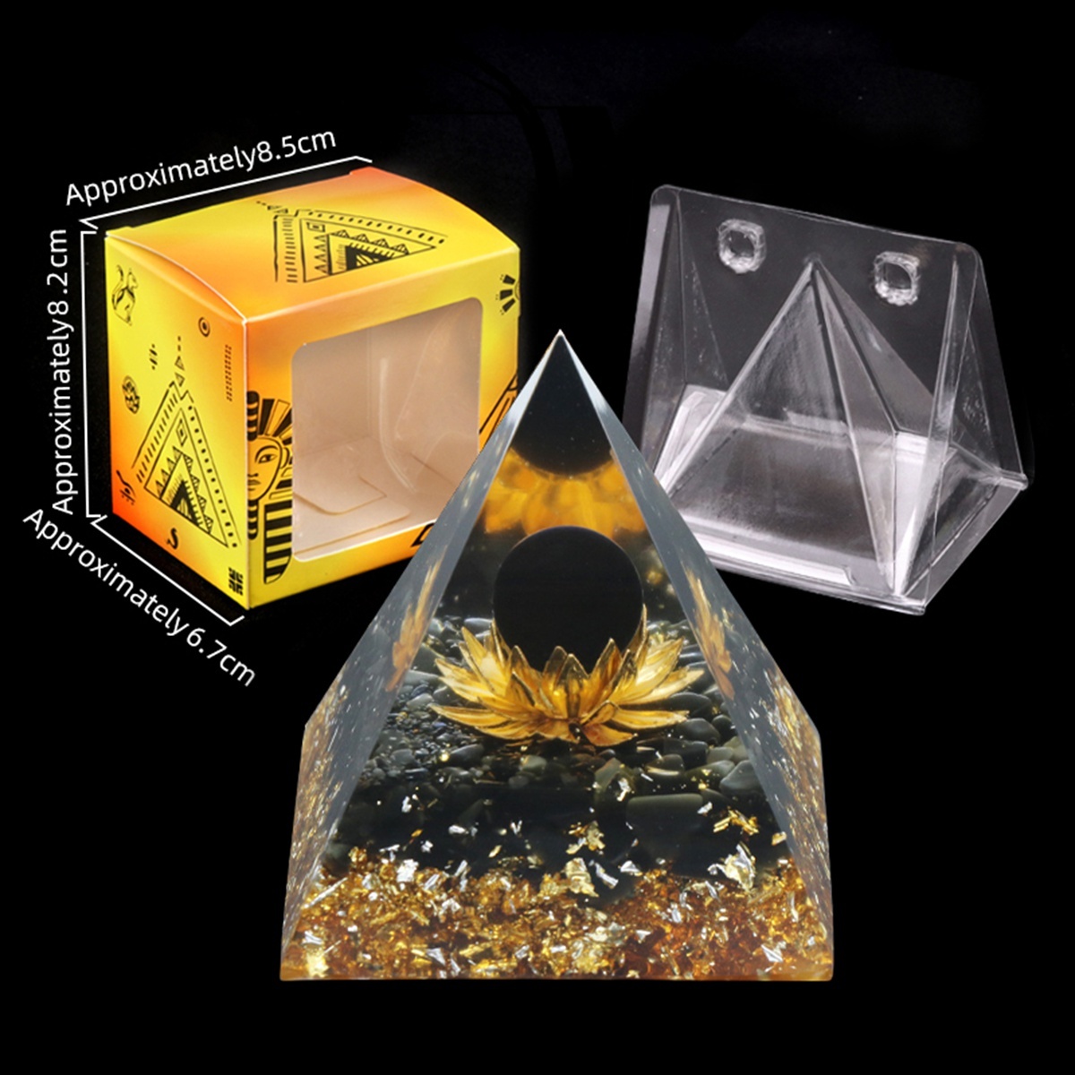 Raw Gemstone Pyramid Ornament for Home Decor with Gift Box Packing 50mm/60mm  #SP1729