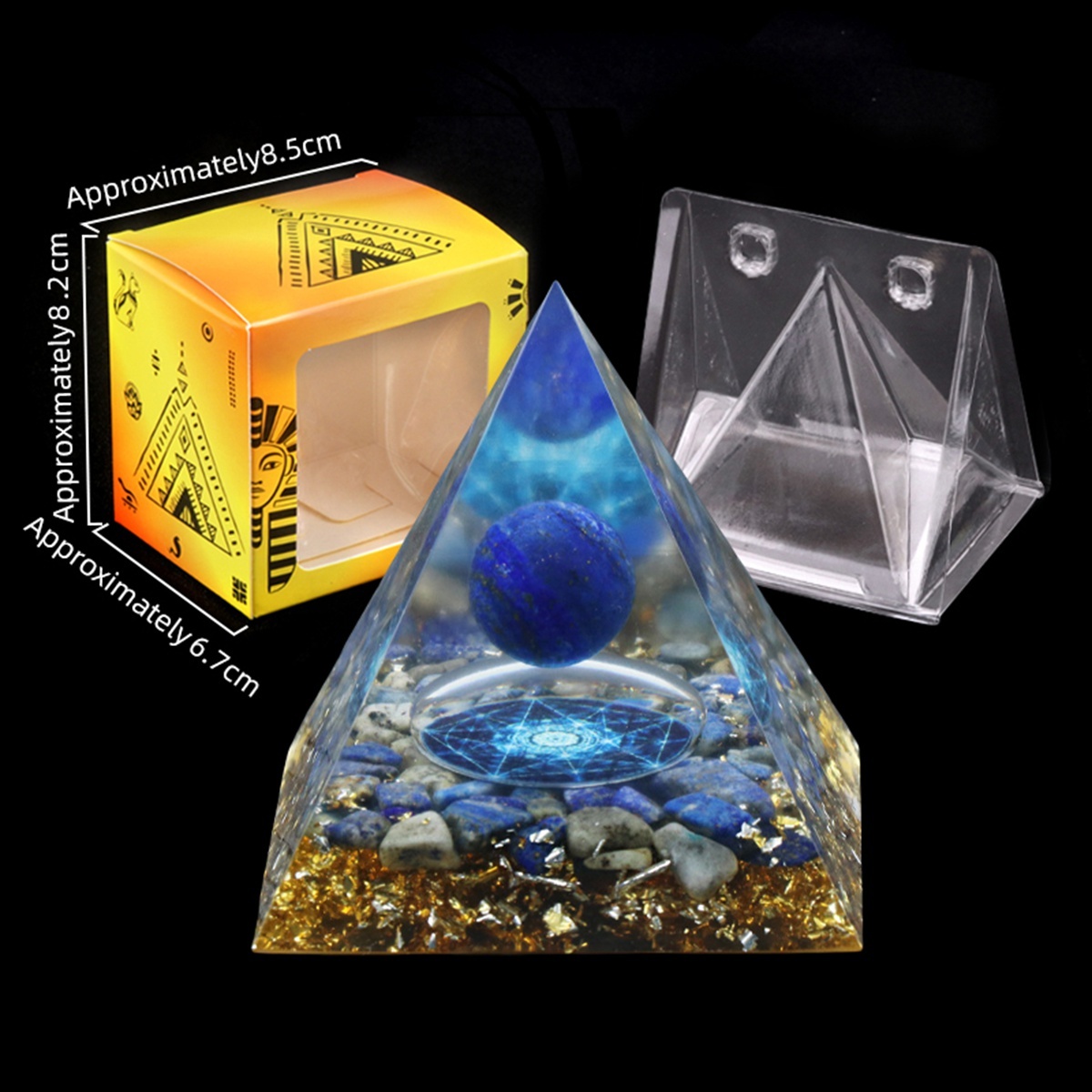 Raw Gemstone Pyramid Ornament for Home Decor with Gift Box Packing 50mm/60mm  #SP1728