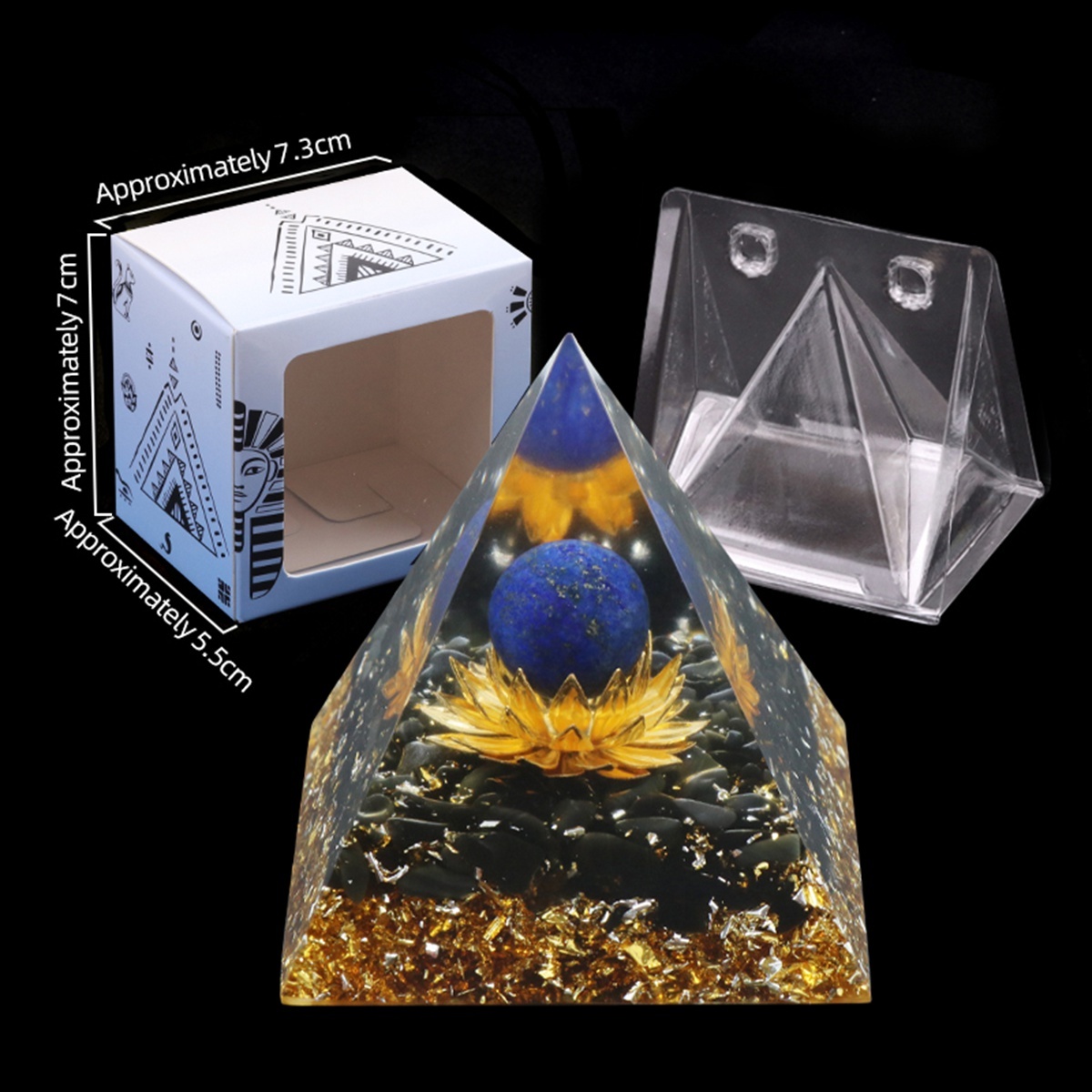 Raw Gemstone Pyramid Ornament for Home Decor with Gift Box Packing 50mm/60mm  #SP1729