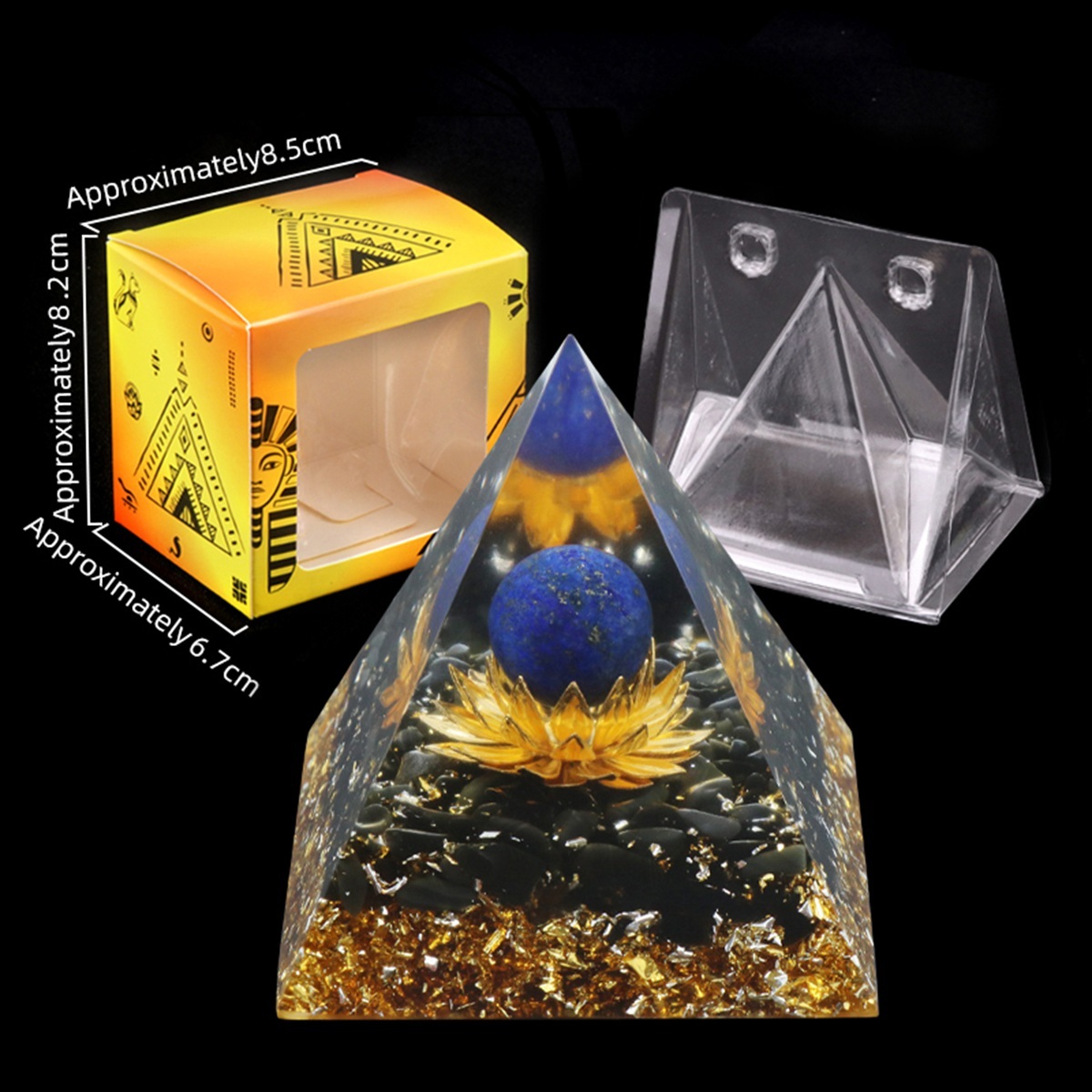 Raw Gemstone Pyramid Ornament for Home Decor with Gift Box Packing 50mm/60mm  #SP1729