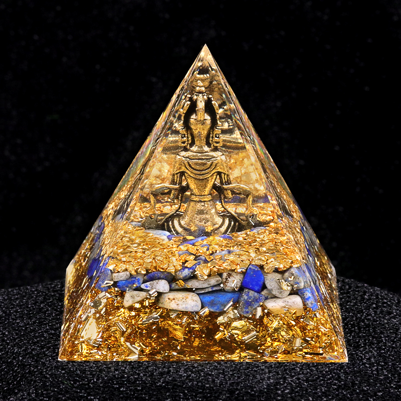 60mm Chip Stone Buddha Resin Pyramid Ornament for Home office Decoration #SP1892G-A