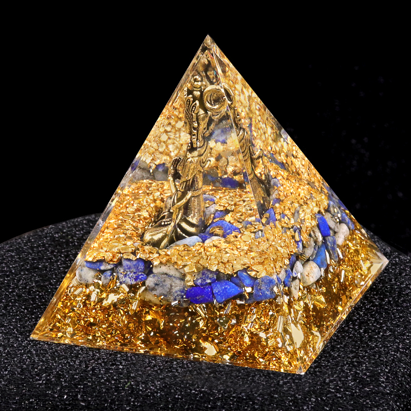60mm Chip Stone Buddha Resin Pyramid Ornament for Home office Decoration #SP1892G-A