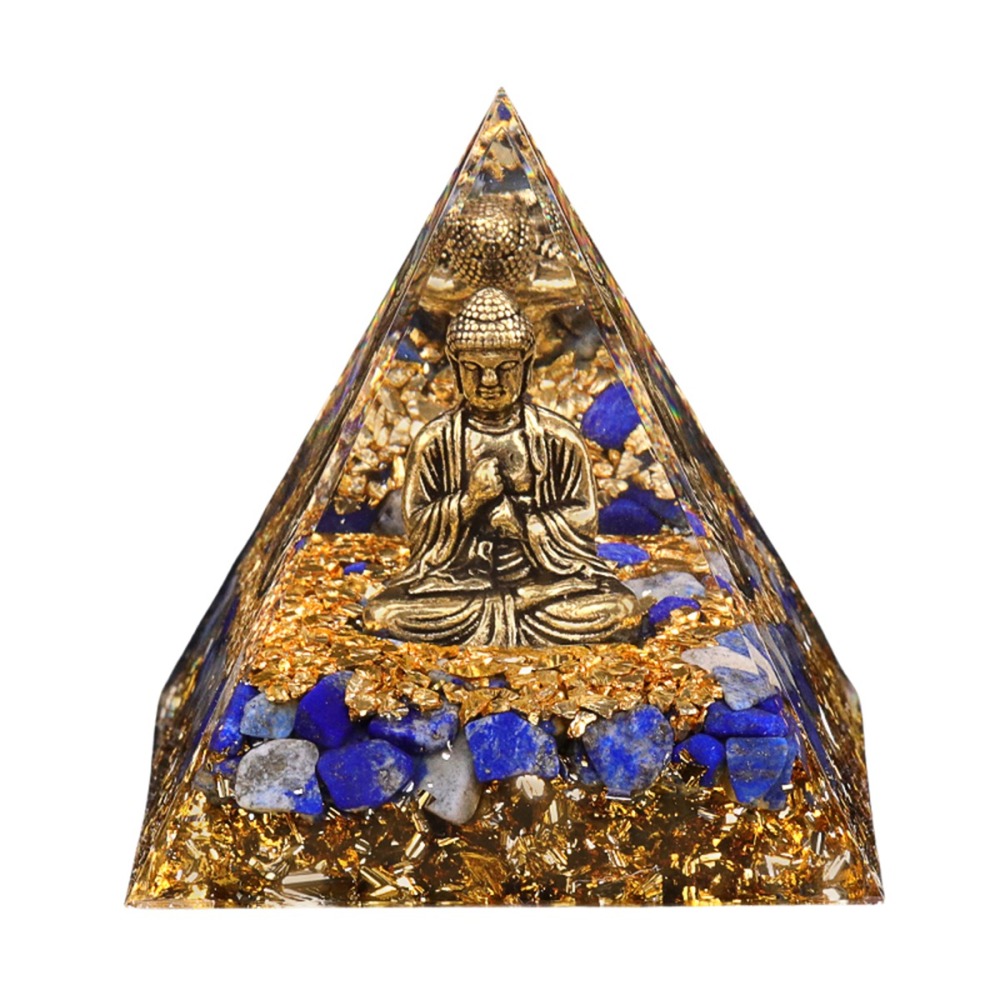 60mm Chip Stone Buddha Resin Pyramid Ornament for Home office Decoration #SP1892G