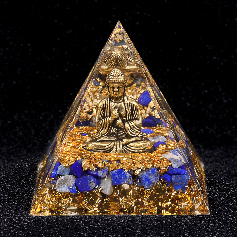 60mm Turquoise Chip Stone Shiva Buddha Resin Pyramid Ornament for Home office Decoration #SP1892G