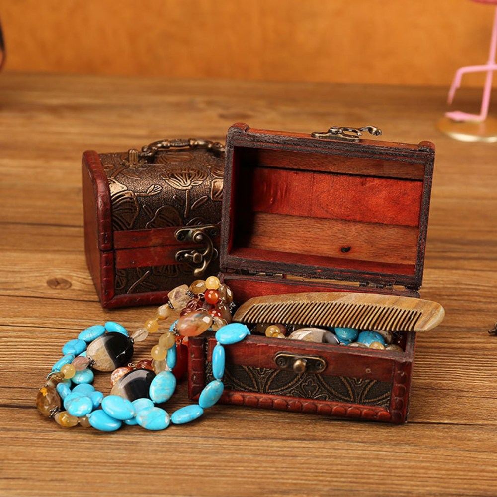 Vintage Wooden Crystal & Gemstone Packaging Box(Approx 12X8X8.5CM)