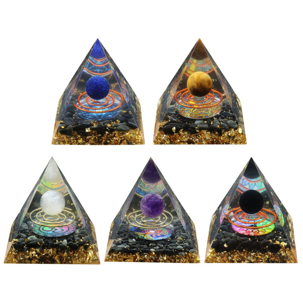 Raw Gemstone Pyramid Ornament for Home Decor with Gift Box Packing 50mm/60mm  #SP1727