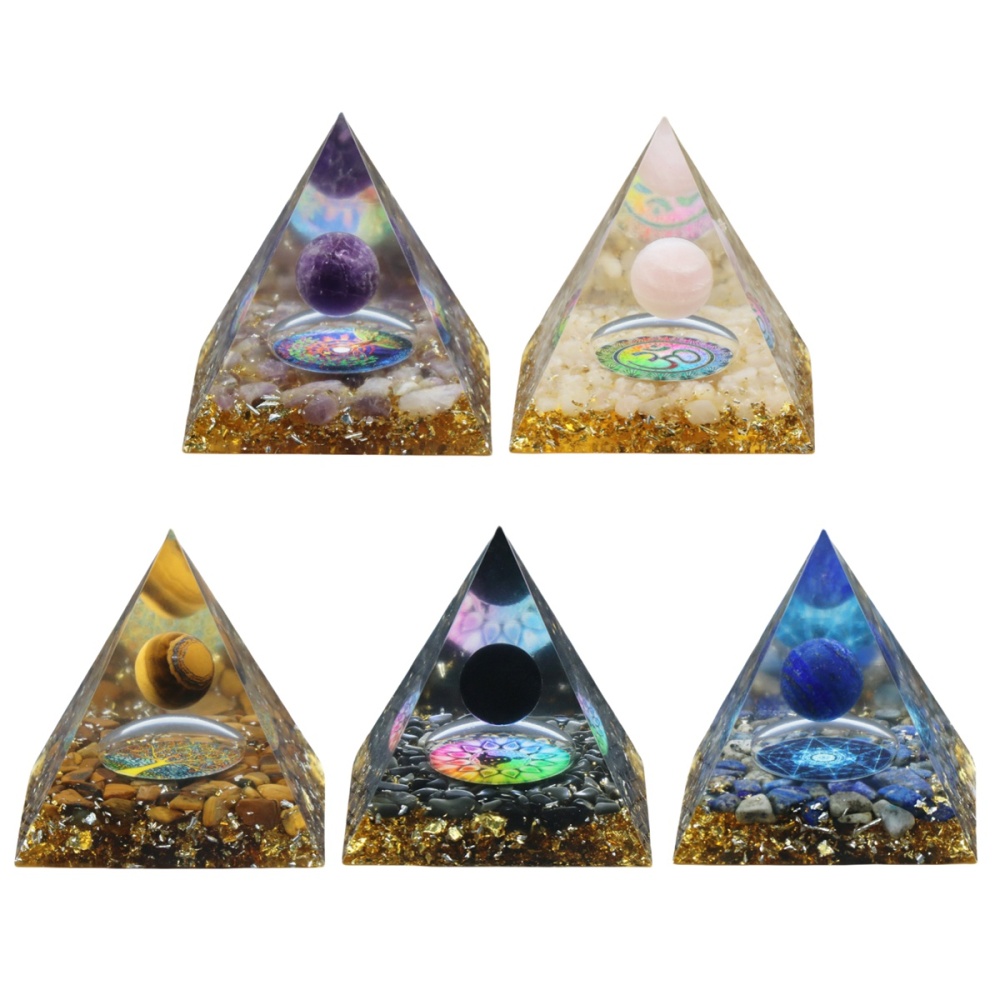 Raw Gemstone Pyramid Ornament for Home Decor with Gift Box Packing 50mm/60mm  #SP1728