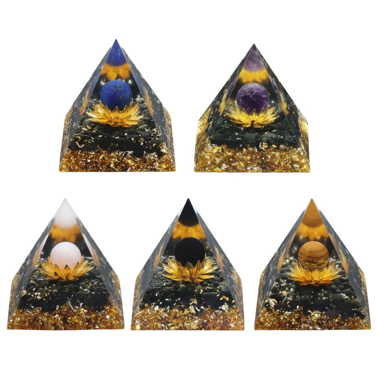 Raw Gemstone Pyramid Ornament for Home Decor with Gift Box Packing 50mm/60mm  #SP1729