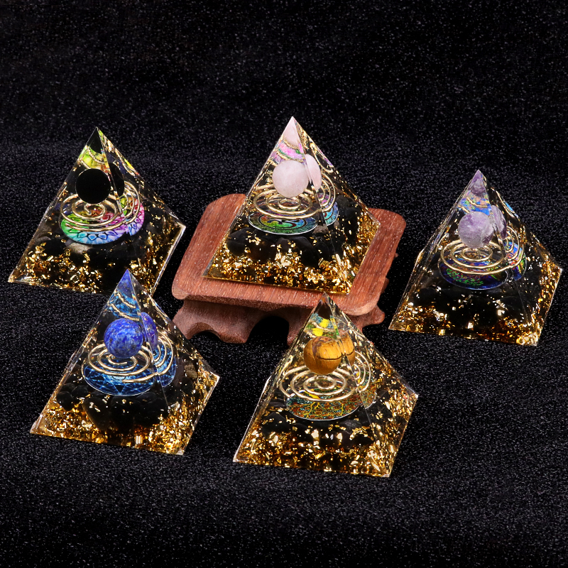 Raw Gemstone Pyramid Ornament for Home Decor with Gift Box Packing 50mm/60mm  #SP1727