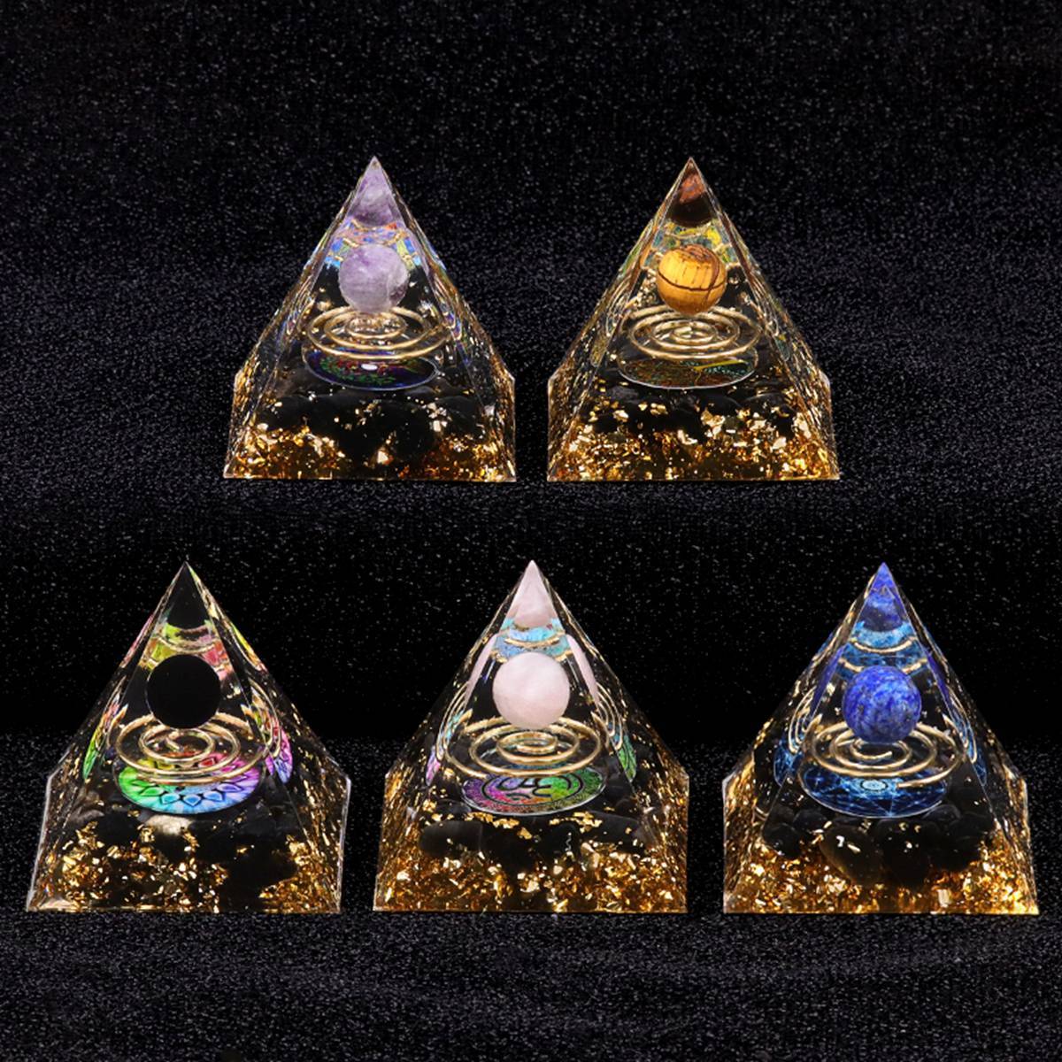 Raw Gemstone Pyramid Ornament for Home Decor with Gift Box Packing 50mm/60mm  #SP1727