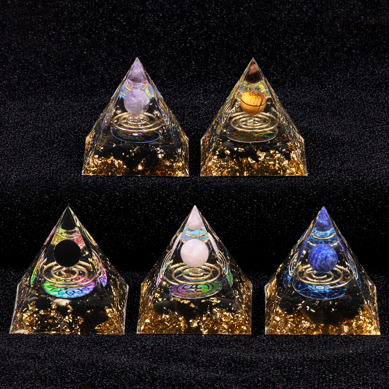Raw Gemstone Pyramid Ornament for Home Decor with Gift Box Packing 50mm/60mm  #SP1727