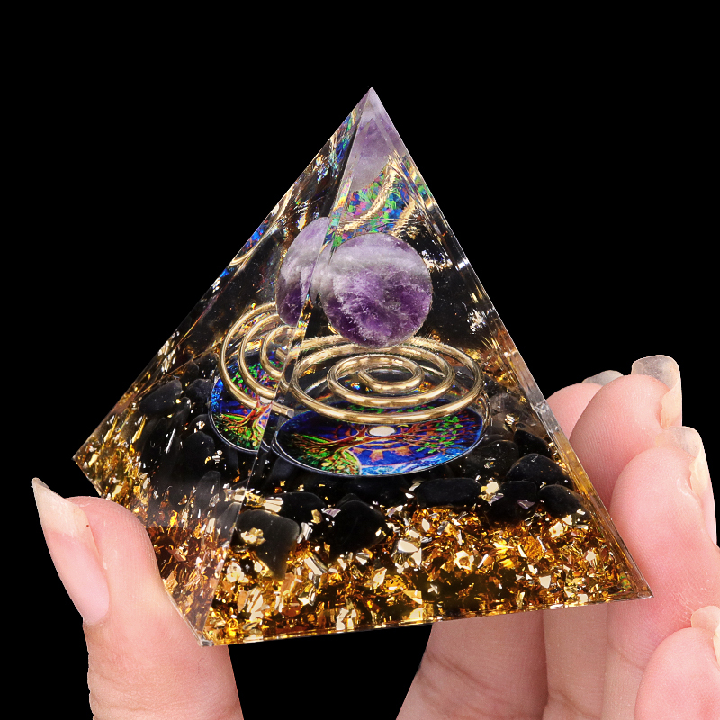 Raw Gemstone Pyramid Ornament for Home Decor with Gift Box Packing 50mm/60mm  #SP1727