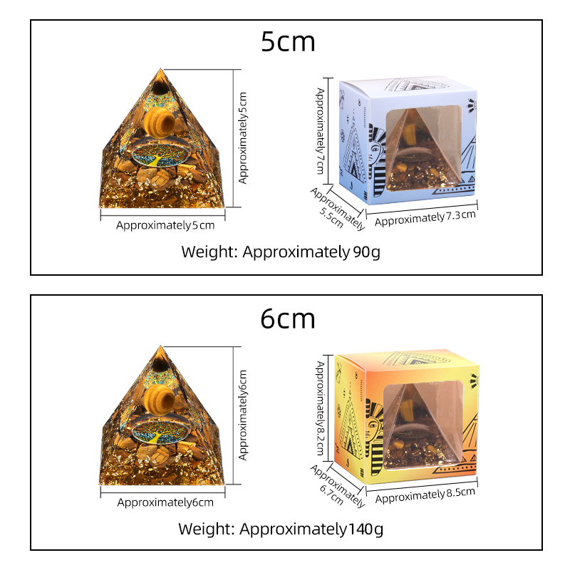 Raw Gemstone Pyramid Ornament for Home Decor with Gift Box Packing 50mm/60mm  #SP1728