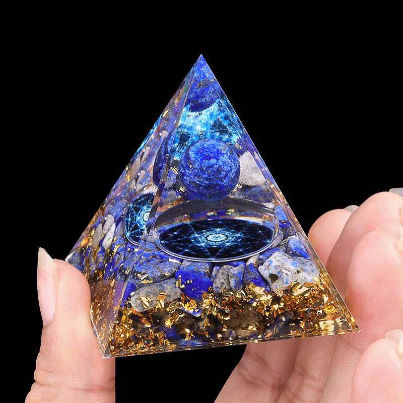 Raw Gemstone Pyramid Ornament for Home Decor with Gift Box Packing 50mm/60mm  #SP1728