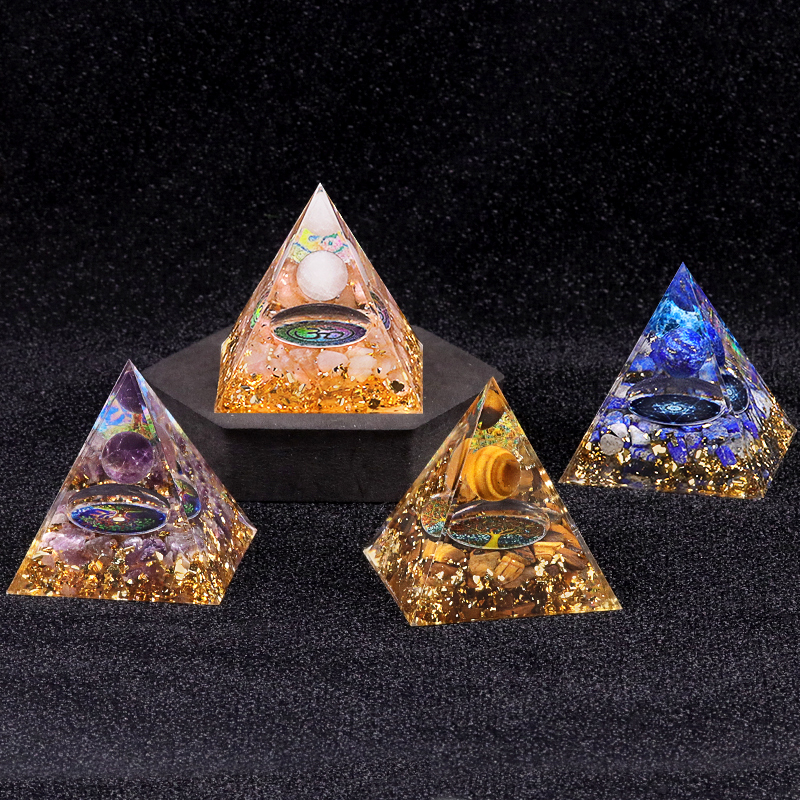 Raw Gemstone Pyramid Ornament for Home Decor with Gift Box Packing 50mm/60mm  #SP1728