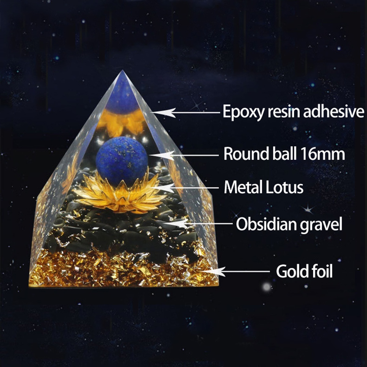 Raw Gemstone Pyramid Ornament for Home Decor with Gift Box Packing 50mm/60mm  #SP1729