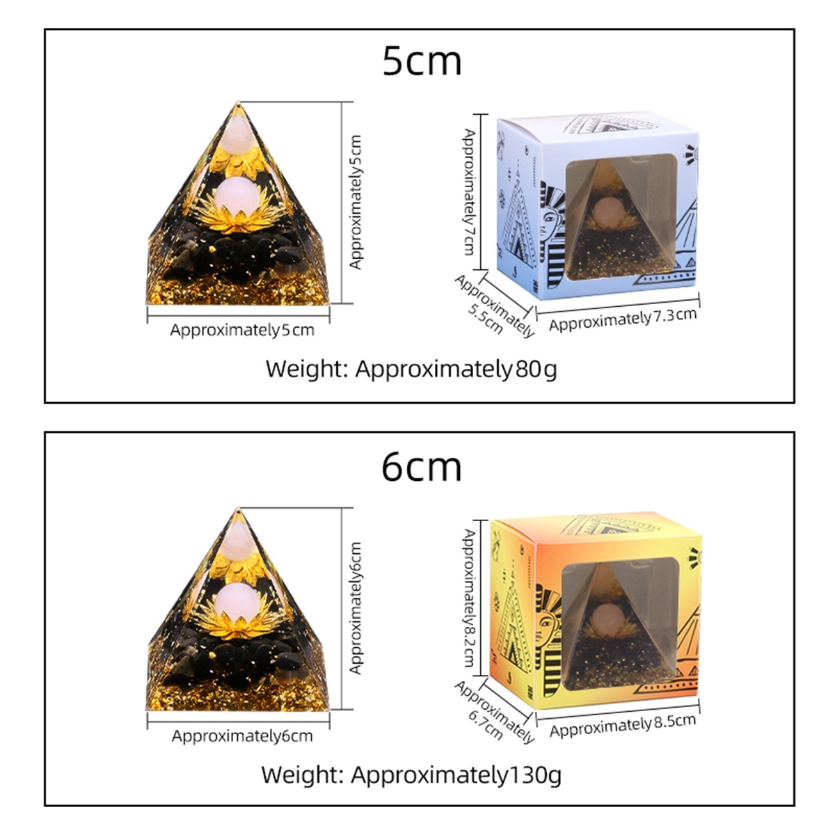 Raw Gemstone Pyramid Ornament for Home Decor with Gift Box Packing 50mm/60mm  #SP1729