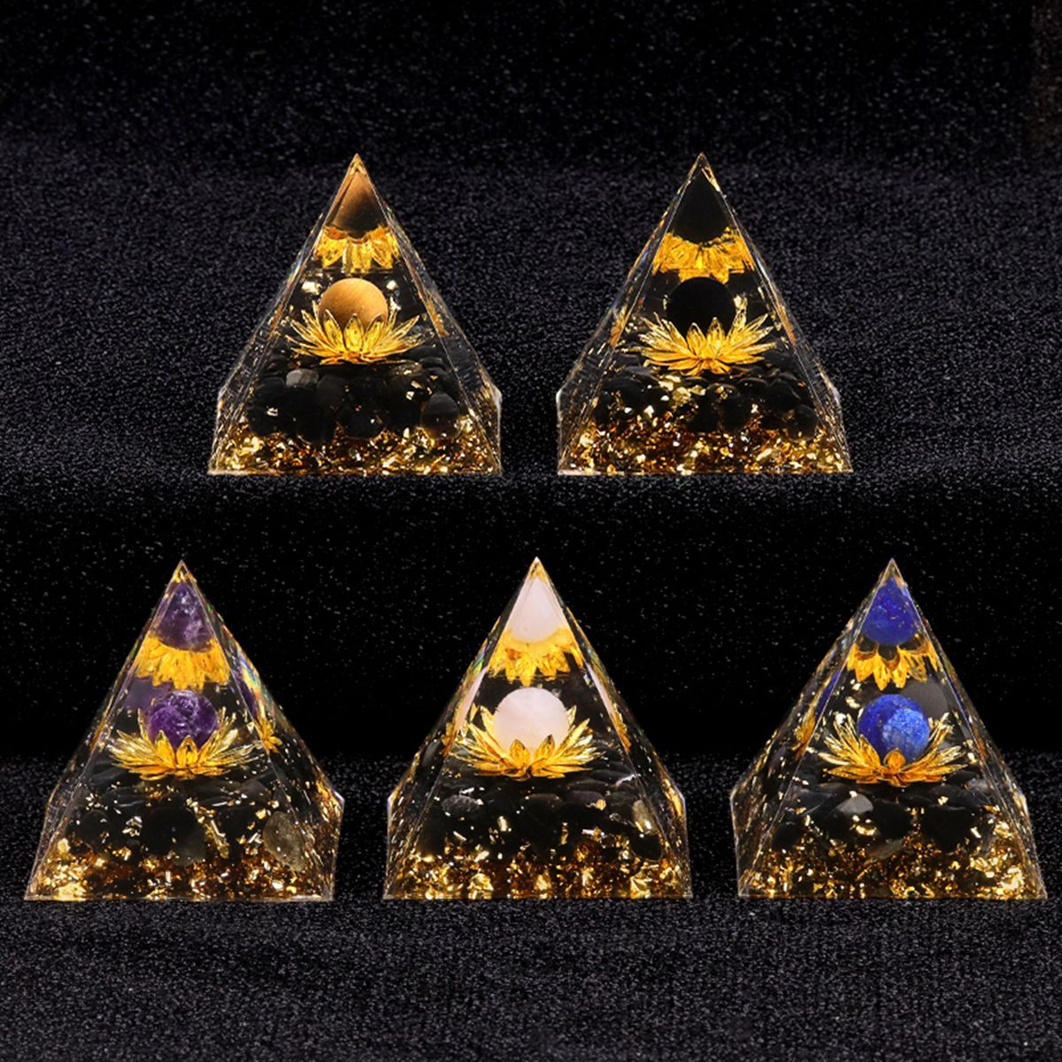 Raw Gemstone Pyramid Ornament for Home Decor with Gift Box Packing 50mm/60mm  #SP1729