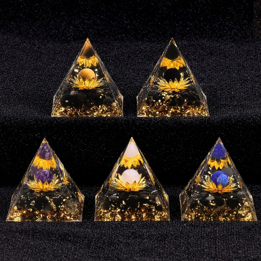 Raw Gemstone Pyramid Ornament for Home Decor with Gift Box Packing 50mm/60mm  #SP1729