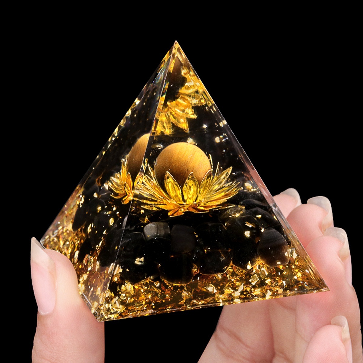 Raw Gemstone Pyramid Ornament for Home Decor with Gift Box Packing 50mm/60mm  #SP1729