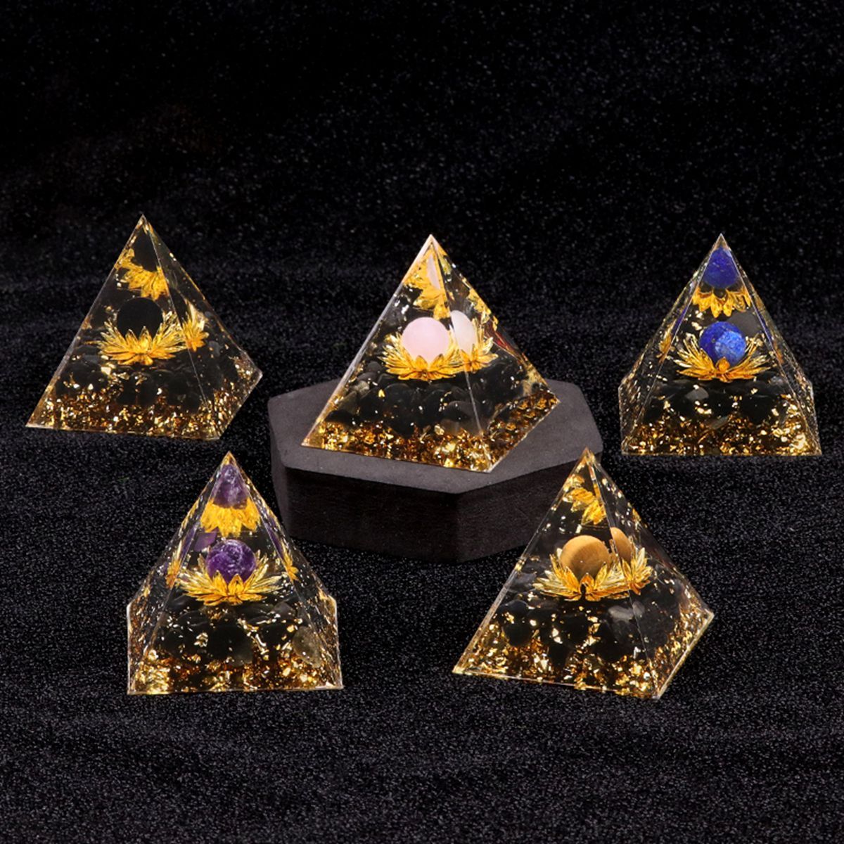 Raw Gemstone Pyramid Ornament for Home Decor with Gift Box Packing 50mm/60mm  #SP1729