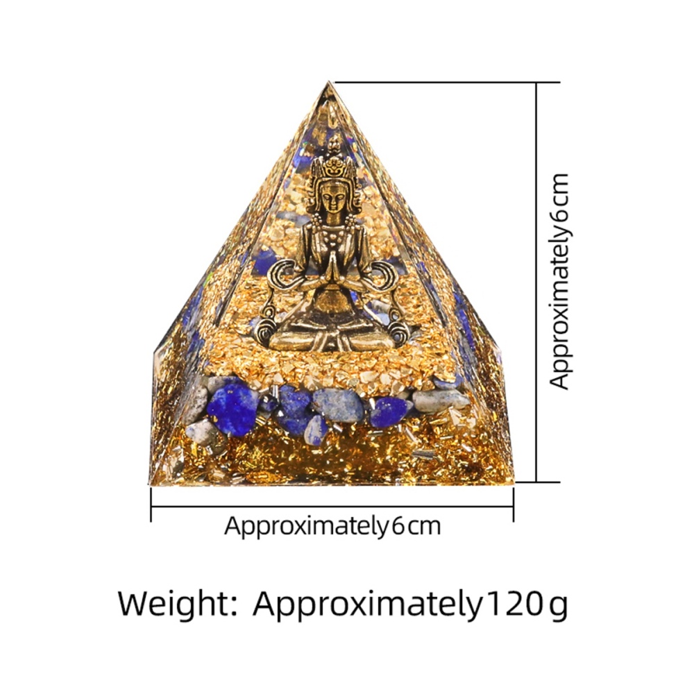 60mm Chip Stone Buddha Resin Pyramid Ornament for Home office Decoration