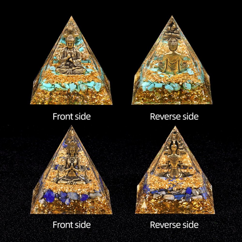 60mm Chip Stone Buddha Resin Pyramid Ornament for Home office Decoration