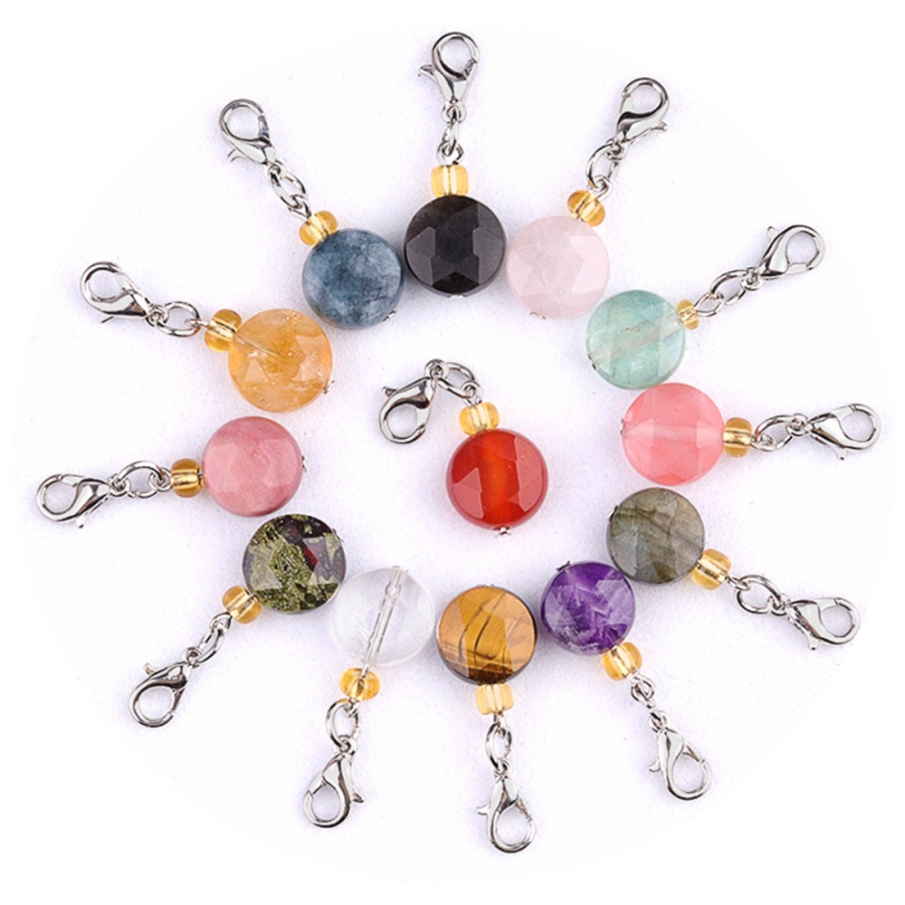 10MM Faceted Disc Beads Lobster Clasp Stone Pendant Charms #SP1895S For Making Jewelry