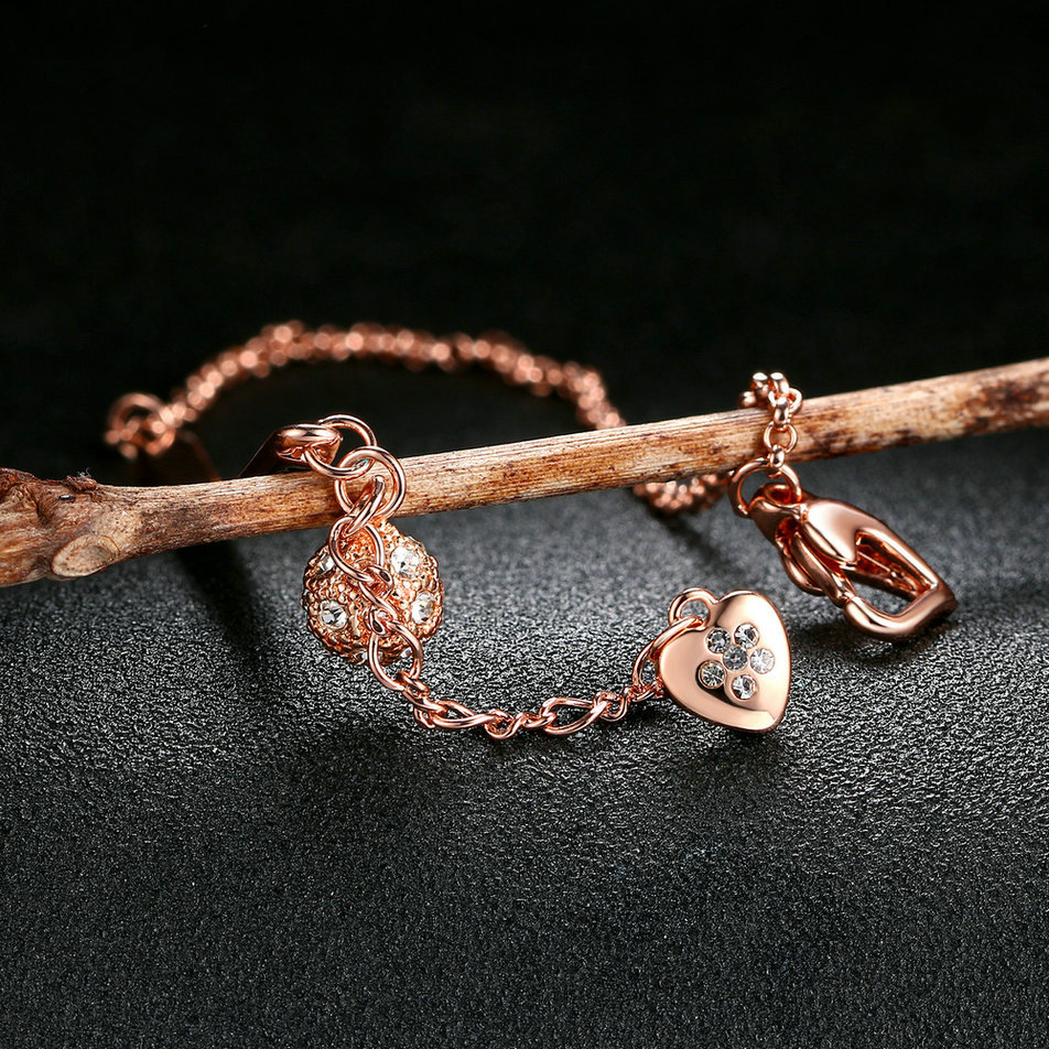 Cz Rhinestone Copper Link Chain Women Bracelet Adjustable