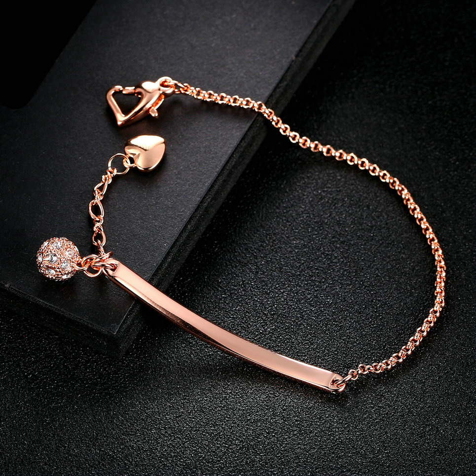 Cz Rhinestone Copper Link Chain Women Bracelet Adjustable