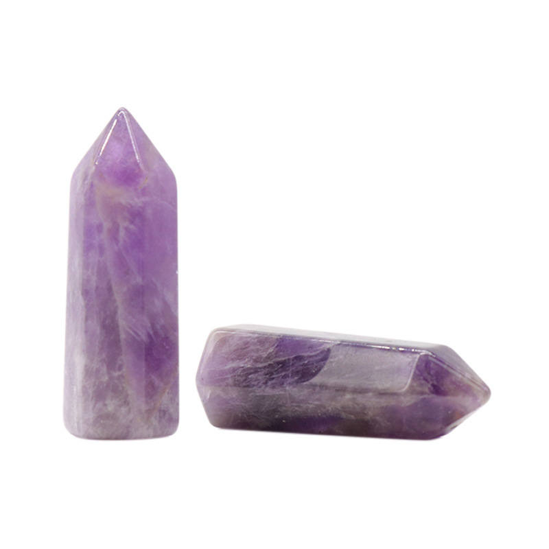 Natural Gemstone 12X38MM Single Pointed Hexagonal Prism Beads No Hole for Making Jewelry Home office Decoration