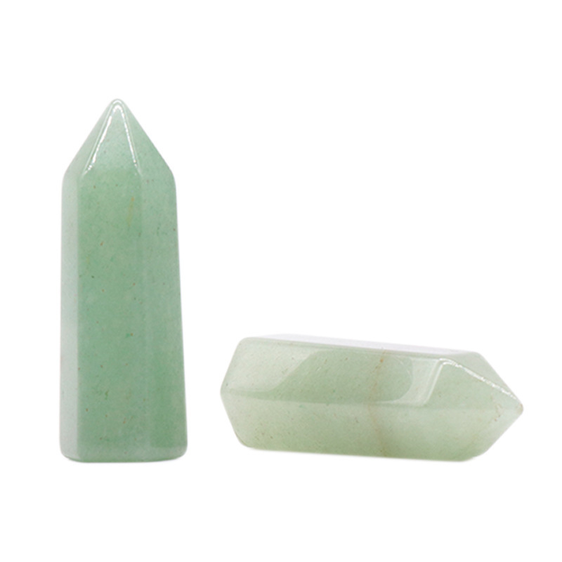 Natural Gemstone 12X38MM Single Pointed Hexagonal Prism Beads No Hole for Making Jewelry Home office Decoration