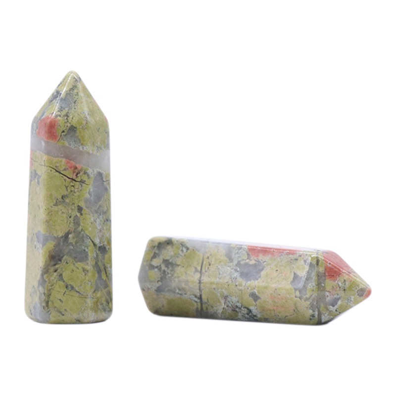 Natural Gemstone 12X38MM Single Pointed Hexagonal Prism Beads No Hole for Making Jewelry Home office Decoration