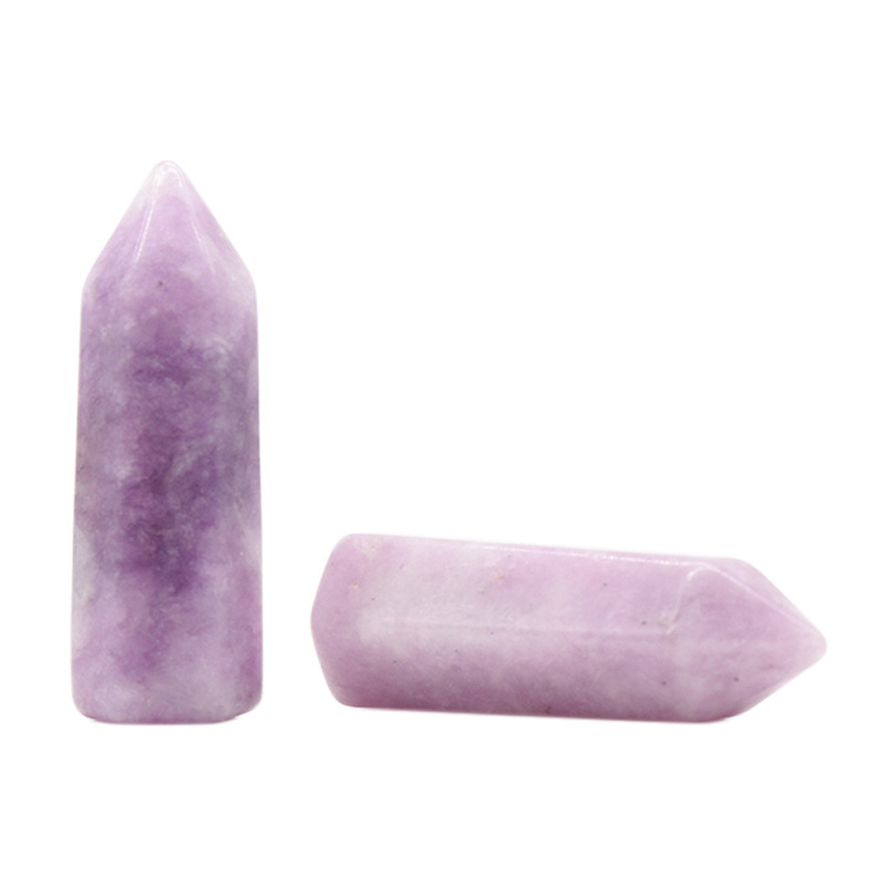 Natural Gemstone 12X38MM Single Pointed Hexagonal Prism Beads No Hole for Making Jewelry Home office Decoration