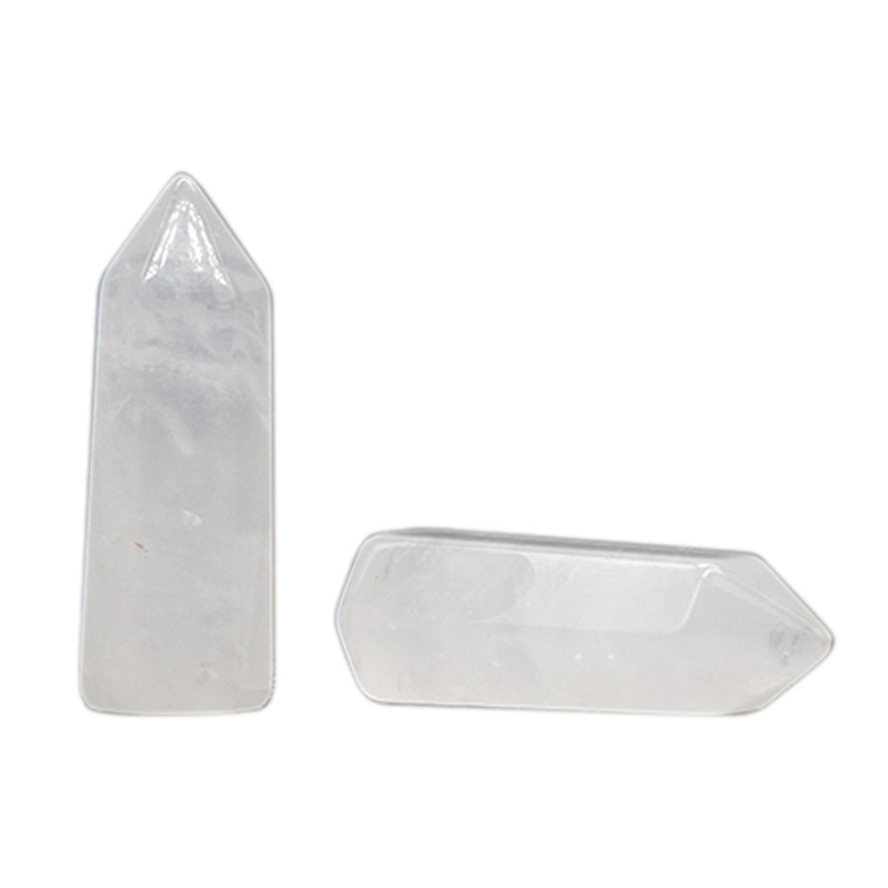 Natural Gemstone 12X38MM Single Pointed Hexagonal Prism Beads No Hole for Making Jewelry Home office Decoration