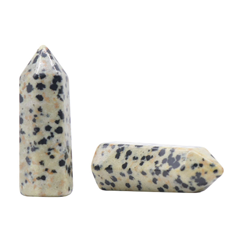 Natural Gemstone 12X38MM Single Pointed Hexagonal Prism Beads No Hole for Making Jewelry Home office Decoration