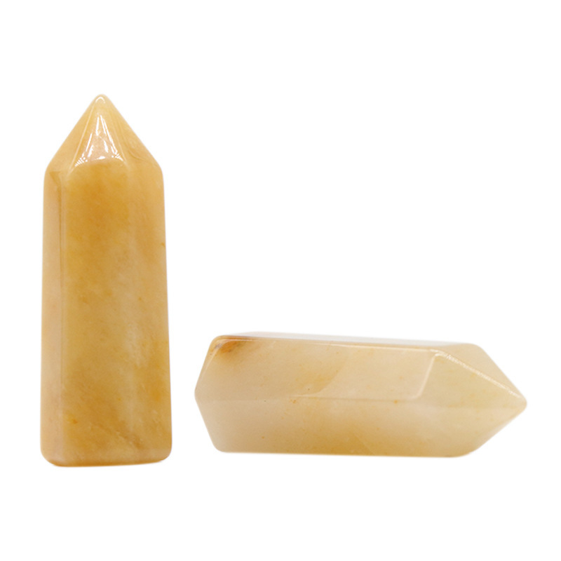Natural Gemstone 12X38MM Single Pointed Hexagonal Prism Beads No Hole for Making Jewelry Home office Decoration