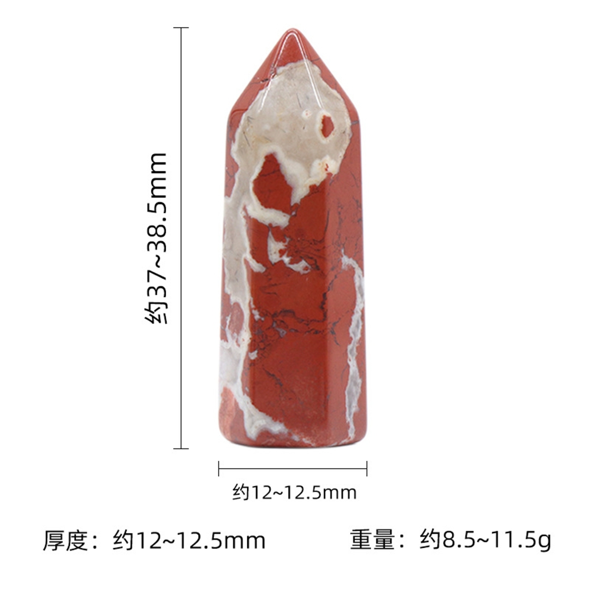 Natural Gemstone 12X38MM Single Pointed Hexagonal Prism Beads No Hole for Making Jewelry Home office Decoration