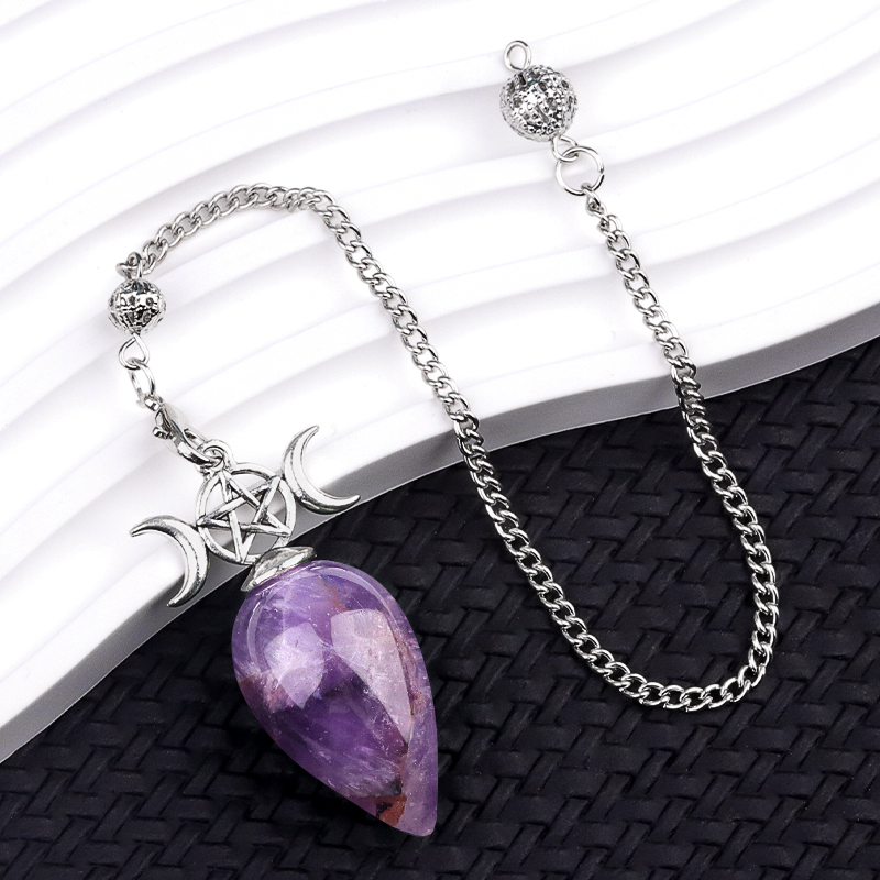 Waterdrop Gemstone Pendant Pendulum  for for Dowsing, Spiritual Pointed Crystals for Witchcraft Supplies, Divination Tools #SP1902