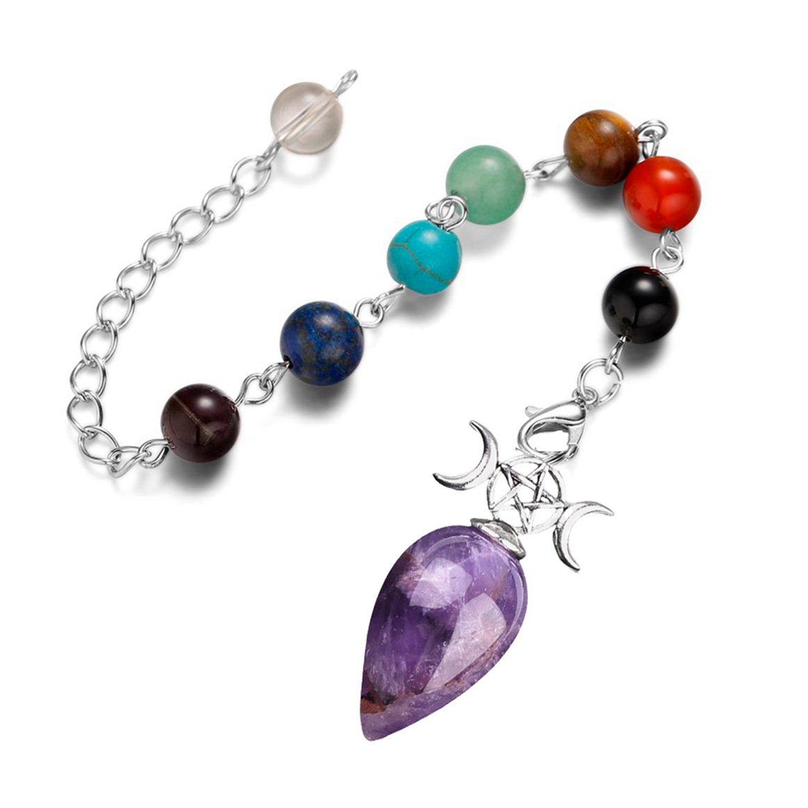 Waterdrop Antique Silver Stone Pendulum & Pendant for Making Jewelry