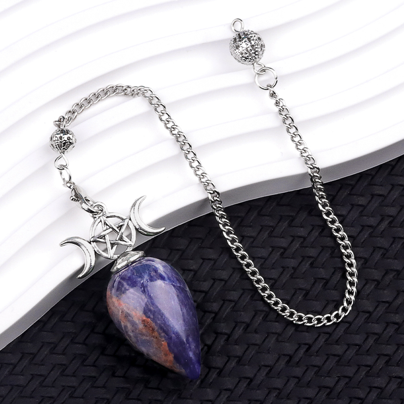 Waterdrop Gemstone Pendant Pendulum  for for Dowsing, Spiritual Pointed Crystals for Witchcraft Supplies, Divination Tools #SP1902