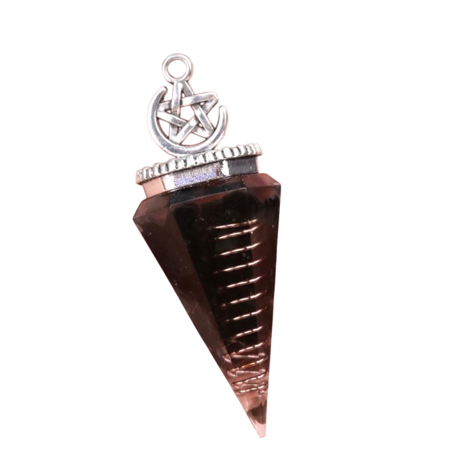 Chip Stone Resin Hexagonal Cone Antique Silver Pendulum Pendant For Making Jewelry #SP1900