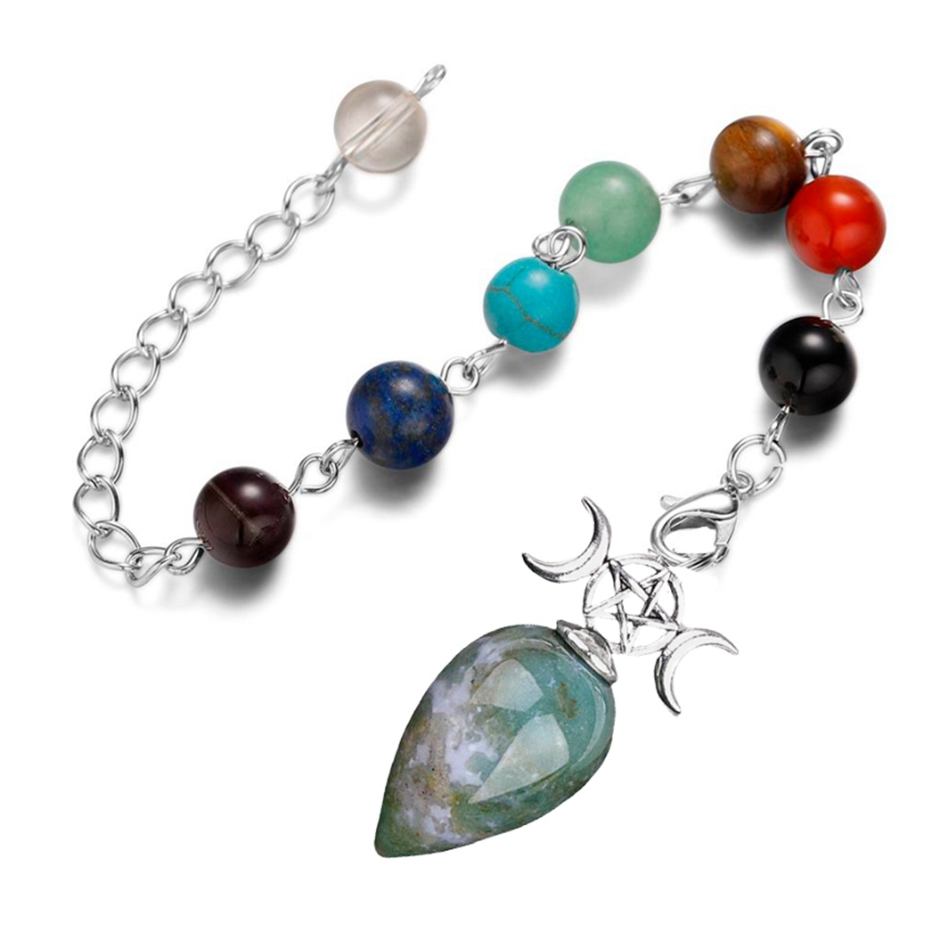 Waterdrop Antique Silver Stone Pendulum & Pendant for Making Jewelry