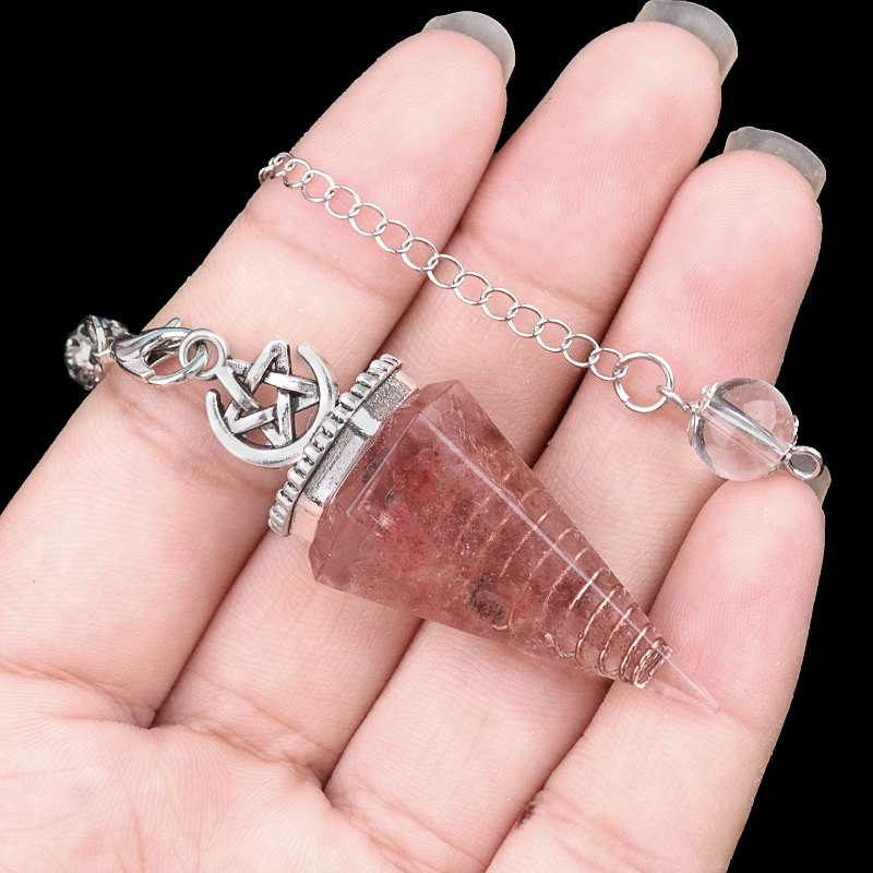 Chip Stone Resin Hexagonal Cone Antique Silver Pendulum Pendant For Making Jewelry #SP1900