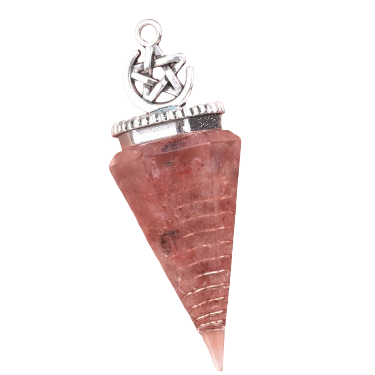 Chip Stone Resin Hexagonal Cone Antique Silver Pendulum Pendant For Making Jewelry #SP1900