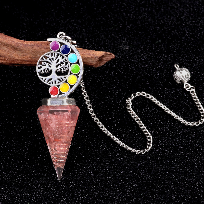 Chip Stone Resin Hexagonal Cone Antique Silver Pendulum Pendant For Making Jewelry #SP1901