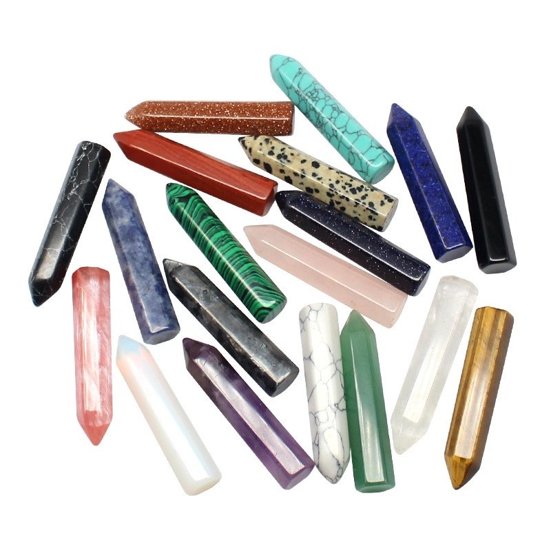 10X50MM Single Pointed Hexagonal Prism Gemstone Beads No Hole for Making Jewelry Home office Decoration