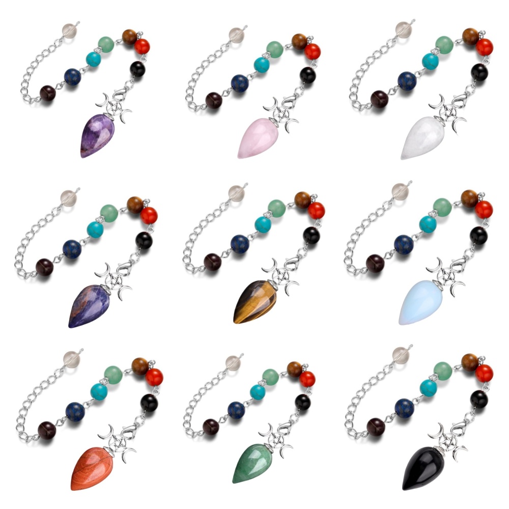 Waterdrop Antique Silver Stone Pendulum & Pendant for Making Jewelry