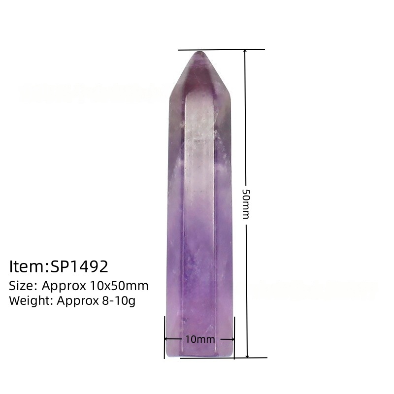 10X50MM Single Pointed Hexagonal Prism Gemstone Beads No Hole for Making Jewelry Home office Decoration